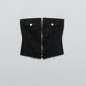 zara black denim TRF tube top
